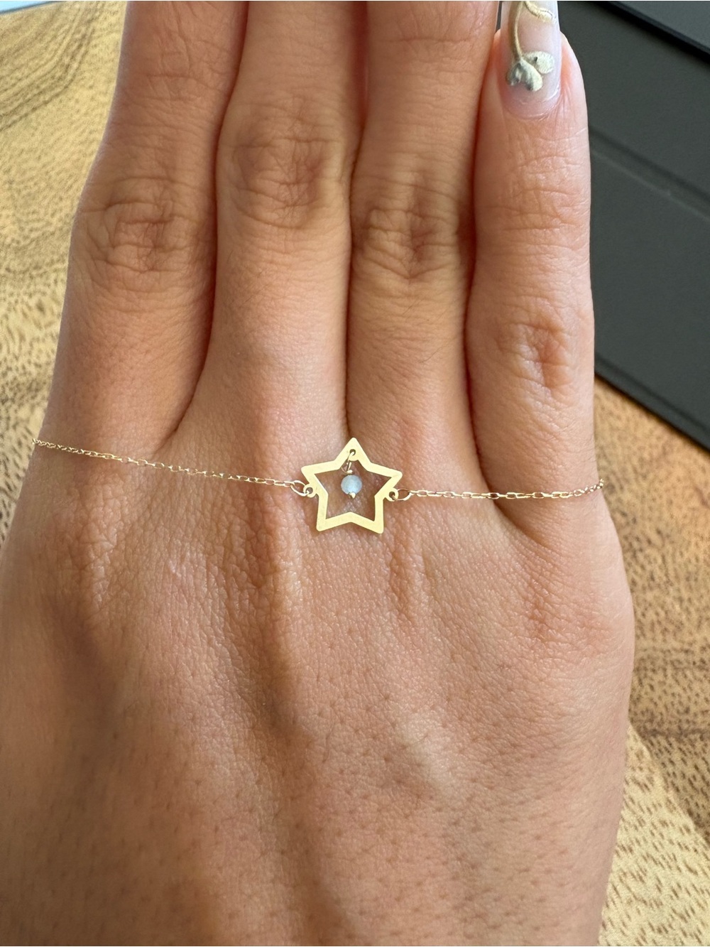 Delicate Gold Star Bracelet Solid 14K